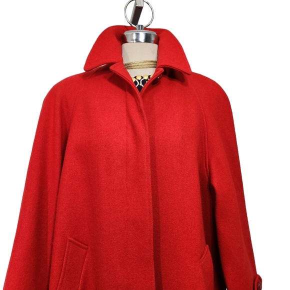 Collection elegante 3/4 red wool long coat - Picture 4 of 16